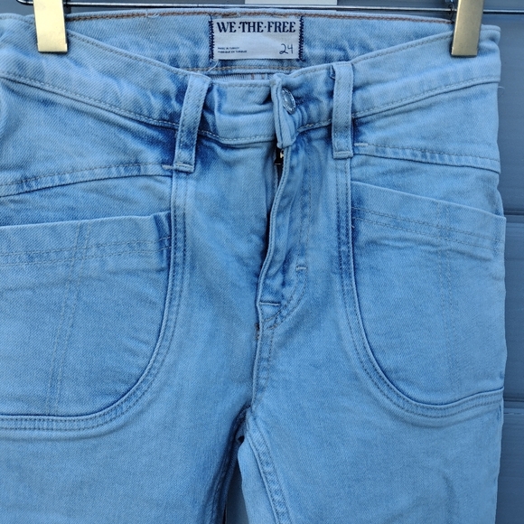 Free People Womens Aiden Slim Boot Jean Sz 24 Totally Buggin Blue Bootcut Retro - Picture 3 of 10